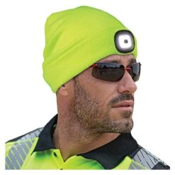 Knit Cap With Led Light Hi-Vis Lime -Amleos 15799am live