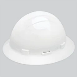 Safety Helmet Full Brm W/Access Slots 4-Point Mega Ratchet Suspn White