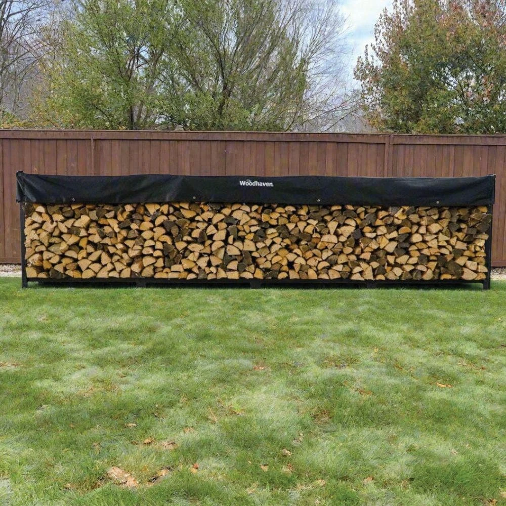 Firewood Rack With Standard Cover, 16ft Width By Woodhaven 4 Firewood Rack With Standard Cover, 16ft Width By Woodhaven - Image 2