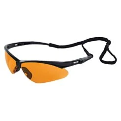 Safety Glasses Octane Black W/Orange Lens And Lanyard 12/Box