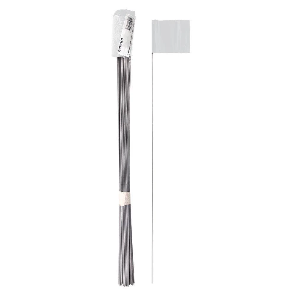 Vinyl Marking Flags, White 3-1/4in X 2-1/2in Flag With 21in Wire Shaft, Bundle Of 100 Flags 3 Vinyl Marking Flags, White 3-1/4in X 2-1/2in Flag With 21in Wire Shaft, Bundle Of 100 Flags