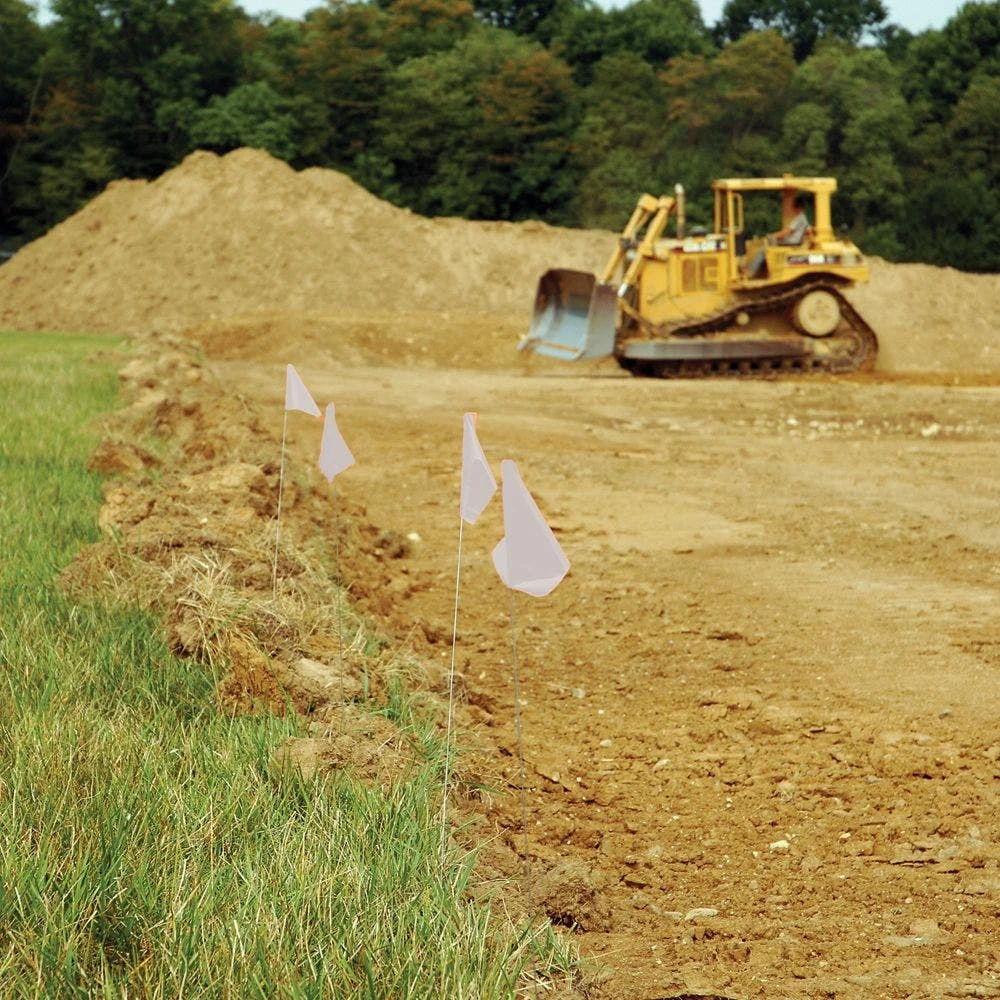 Vinyl Marking Flags, White 3-1/4in X 2-1/2in Flag With 21in Wire Shaft, Bundle Of 100 Flags 4 Vinyl Marking Flags, White 3-1/4in X 2-1/2in Flag With 21in Wire Shaft, Bundle Of 100 Flags - Image 2