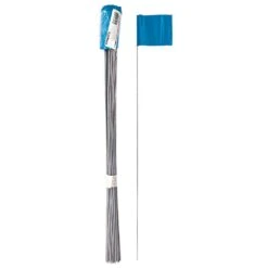 Vinyl Marking Flags, Blue 3-1/4in X 2-1/2in Flag With 21in Wire Shaft, Bundle Of 100 Flags