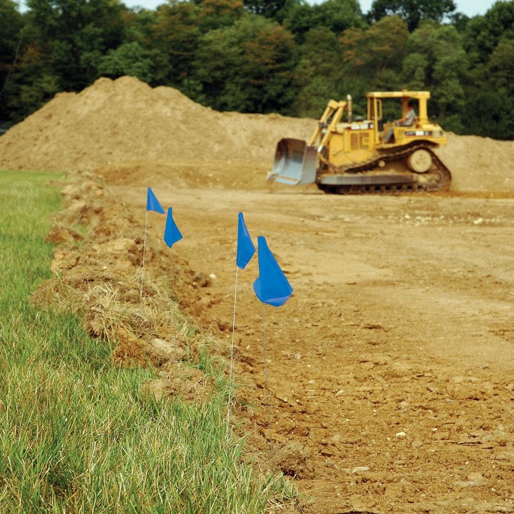 Vinyl Marking Flags, Blue 3-1/4in X 2-1/2in Flag With 21in Wire Shaft, Bundle Of 100 Flags 5 Vinyl Marking Flags, Blue 3-1/4in X 2-1/2in Flag With 21in Wire Shaft, Bundle Of 100 Flags - Image 3