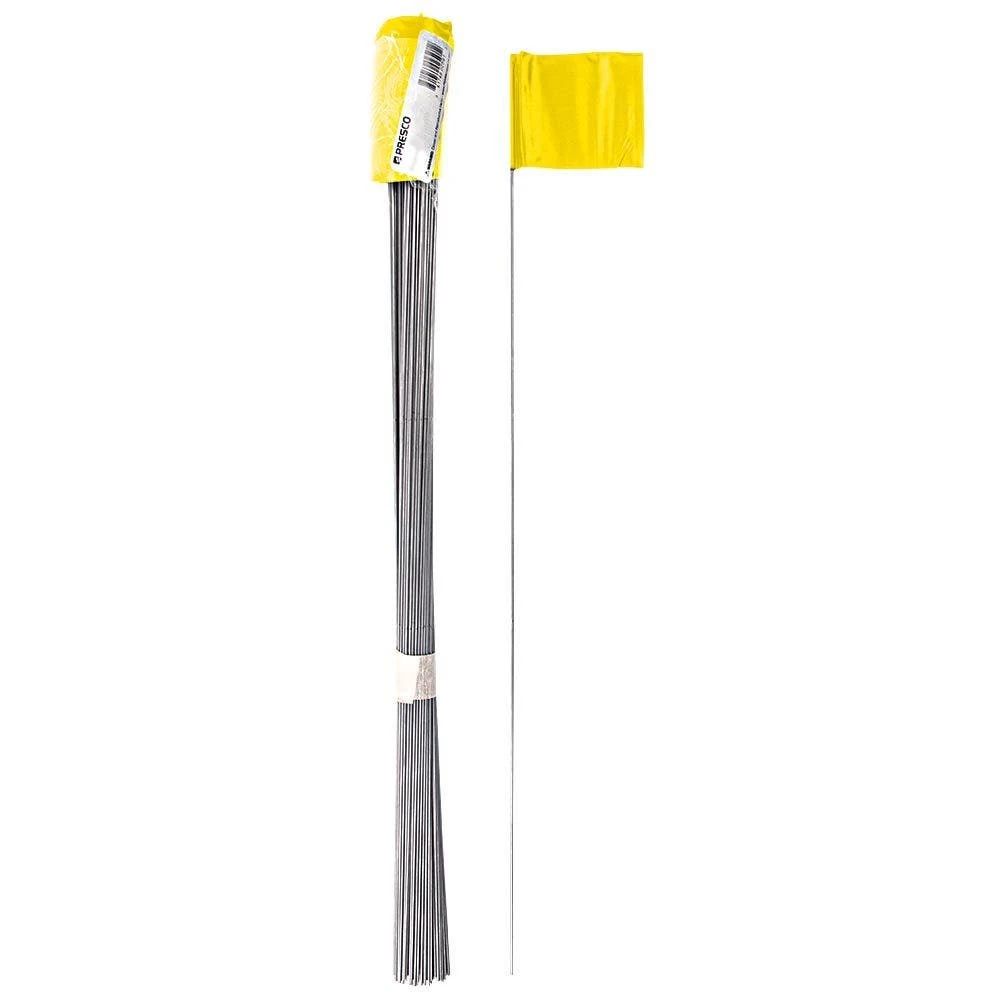 Vinyl Marking Flags, Yellow 3-1/4in X 2-1/2in Flag With 21in Wire Shaft, Bundle Of 100 Flags 3 Vinyl Marking Flags, Yellow 3-1/4in X 2-1/2in Flag With 21in Wire Shaft, Bundle Of 100 Flags