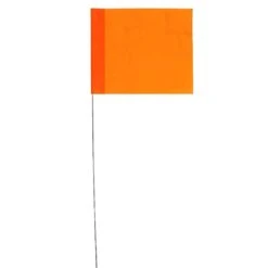 Vinyl Marking Flags, Orange 3-1/4in X 2-1/2in Flag With 21in Wire Shaft, Bundle Of 100 Flags