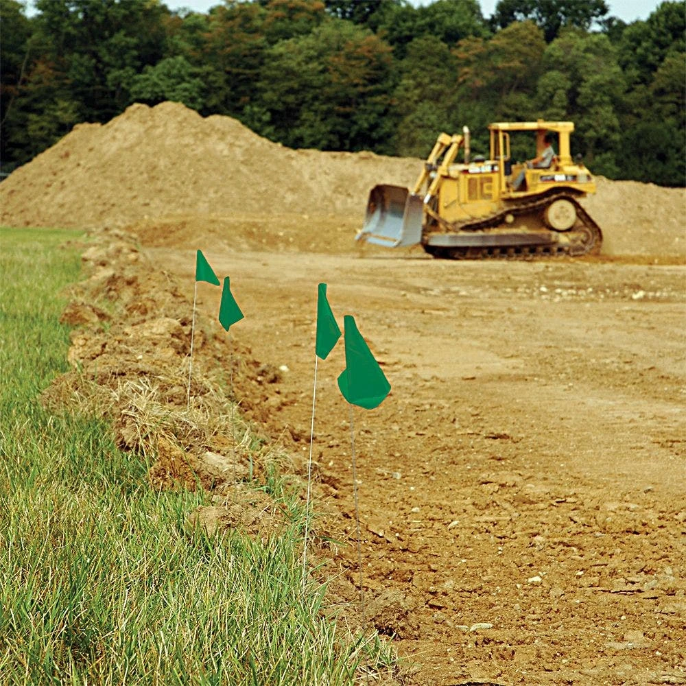 Vinyl Marking Flags, Green 3-1/4in X 2-1/2in Flag With 21in Wire Shaft, Bundle Of 100 Flags 4 Vinyl Marking Flags, Green 3-1/4in X 2-1/2in Flag With 21in Wire Shaft, Bundle Of 100 Flags - Image 2