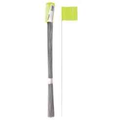 Vinyl Marking Flags, Fluorescent Lime 3-1/2in X 2-1/2in Flag With 21in Wire Shaft, Bundle Of 100 Flags