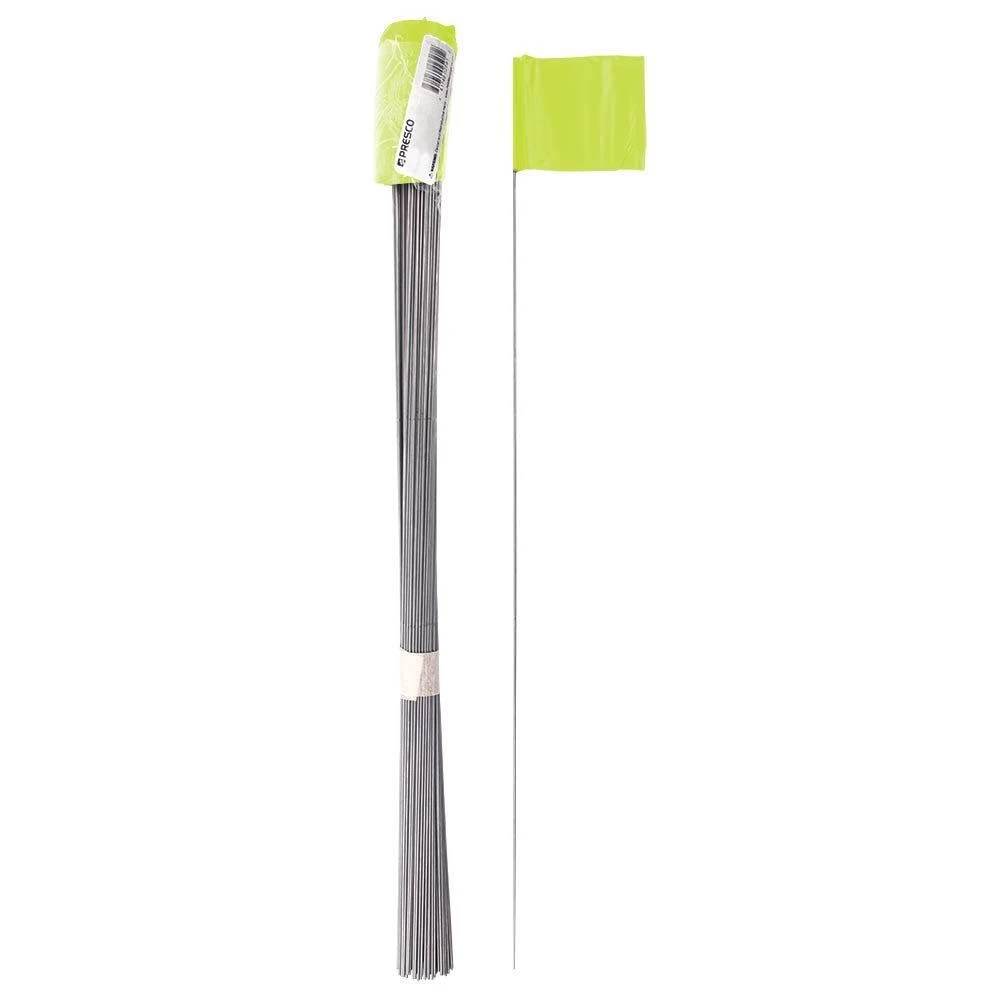 Vinyl Marking Flags, Fluorescent Lime 3-1/2in X 2-1/2in Flag With 21in Wire Shaft, Bundle Of 100 Flags 3 Vinyl Marking Flags, Fluorescent Lime 3-1/2in X 2-1/2in Flag With 21in Wire Shaft, Bundle Of 100 Flags