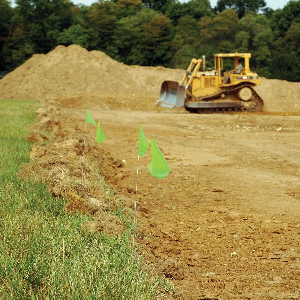 Vinyl Marking Flags, Fluorescent Lime 3-1/2in X 2-1/2in Flag With 21in Wire Shaft, Bundle Of 100 Flags 4 Vinyl Marking Flags, Fluorescent Lime 3-1/2in X 2-1/2in Flag With 21in Wire Shaft, Bundle Of 100 Flags - Image 2