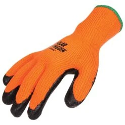 Orange Lined, Cold Weather Hi-Viz Knit Gloves With Rubber Palm, Small -Amleos 3396ho 1 2