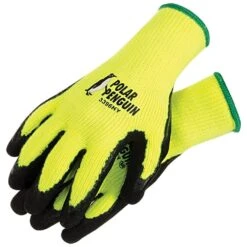 Yellow-Lined, Cold Weather Hi-Viz Knit Gloves With Rubber Palm, Extra Large