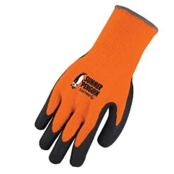 Orange Unlined, Warm Weather Hi-Viz Knit Gloves With Rubber Palm, Large -Amleos 3397ho 1