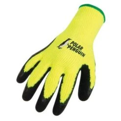 Yellow Unlined, Warm Weather Hi-Viz Knit Gloves With Rubber Palm, Extra Large