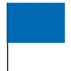 Vinyl Marking Flags, Blue, 4in X 5in Flag With 30in Wire Shaft, Bundle Of 100 Flags