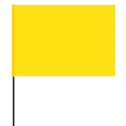 Vinyl Marking Flags, Yellow, 4in X 5in Flag With 30in Wire Shaft, Bundle Of 100 Flags