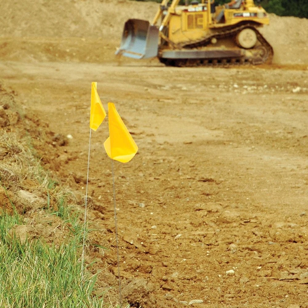 Vinyl Marking Flags, Yellow, 4in X 5in Flag With 30in Wire Shaft, Bundle Of 100 Flags 4 Vinyl Marking Flags, Yellow, 4in X 5in Flag With 30in Wire Shaft, Bundle Of 100 Flags - Image 2