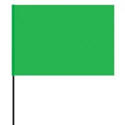 Vinyl Marking Flags, Green, 4in X 5in Flag With 30in Wire Shaft, Bundle Of 100 Flags