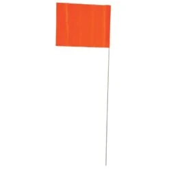 Vinyl Marking Flags, Orange 5in X 4in Flag With 31in Wire Shaft, Bundle Of 100 Flags