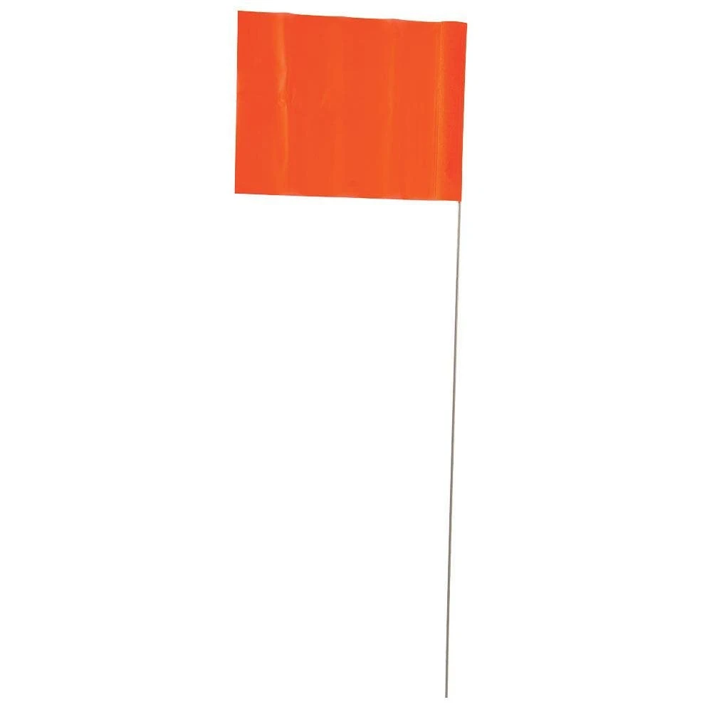 Vinyl Marking Flags, Orange 5in X 4in Flag With 31in Wire Shaft, Bundle Of 100 Flags 3 Vinyl Marking Flags, Orange 5in X 4in Flag With 31in Wire Shaft, Bundle Of 100 Flags