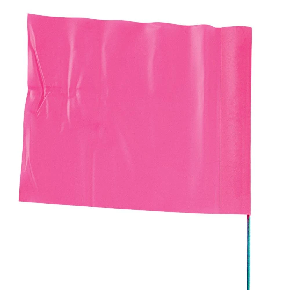 Vinyl Marking Flags, Glo Pink, 4in X 5in Flag With 30in Wire Shaft, Bundle Of 100 Flags 3 Vinyl Marking Flags, Glo Pink, 4in X 5in Flag With 30in Wire Shaft, Bundle Of 100 Flags