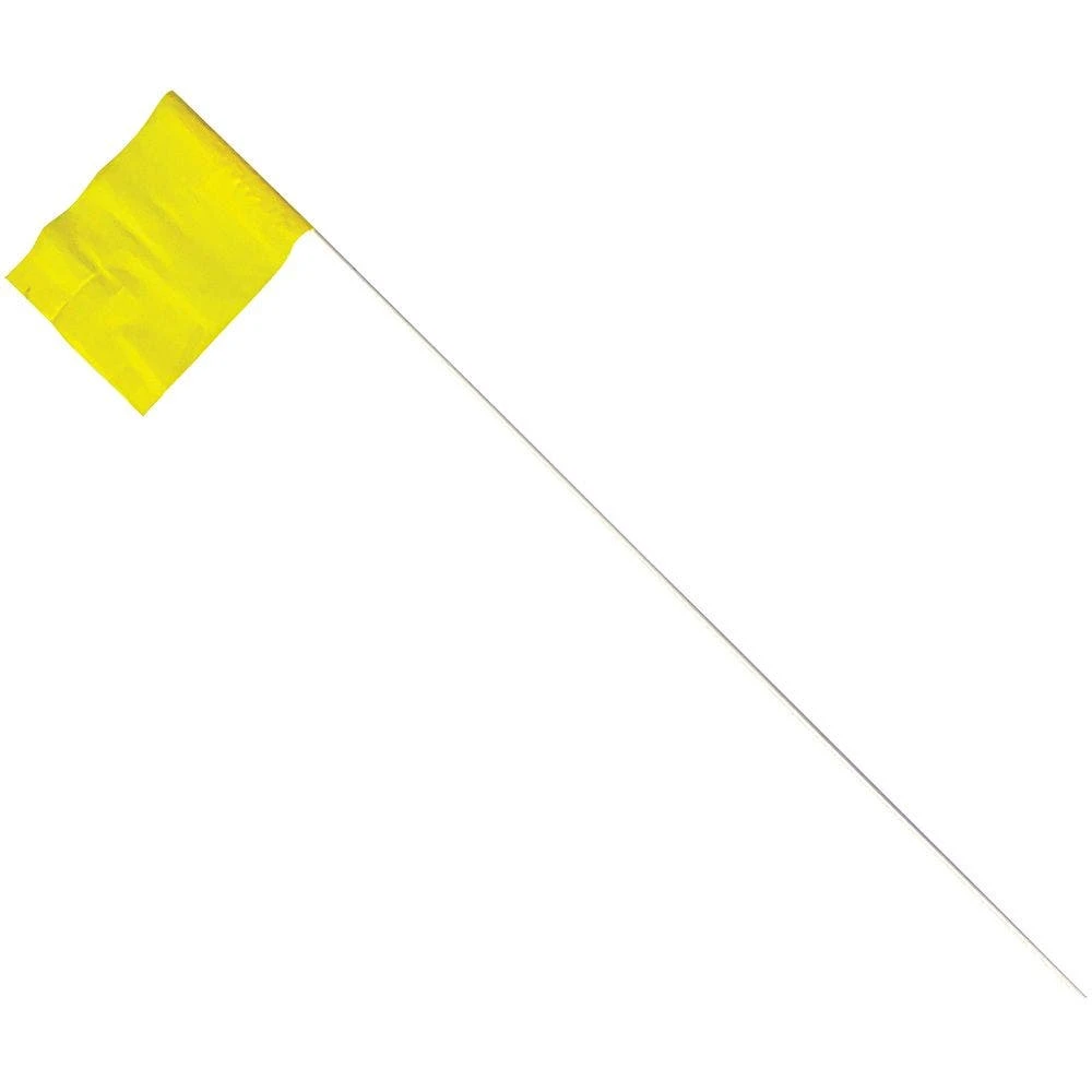 Vinyl Marking Flags, Fluorescent Yellow 5in X 4in Flag With 24in Plastic Shaft, Bundle Of 50 Flags 3 Vinyl Marking Flags, Fluorescent Yellow 5in X 4in Flag With 24in Plastic Shaft, Bundle Of 50 Flags