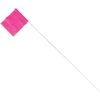 Vinyl Marking Flags, Fluorescent Pink 5in X 4in Flag With 24in Plastic Shaft, Bundle Of 50 Flags
