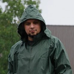 Premium Rainsuit With Polyester Coating, Green, Size 2X Large -Amleos 71 1000 1