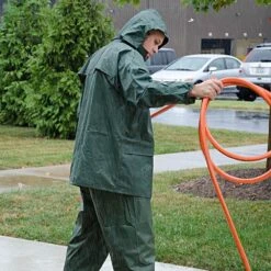 Premium Rainsuit With Polyester Coating, Green, Size 2X Large -Amleos 71 1000 2