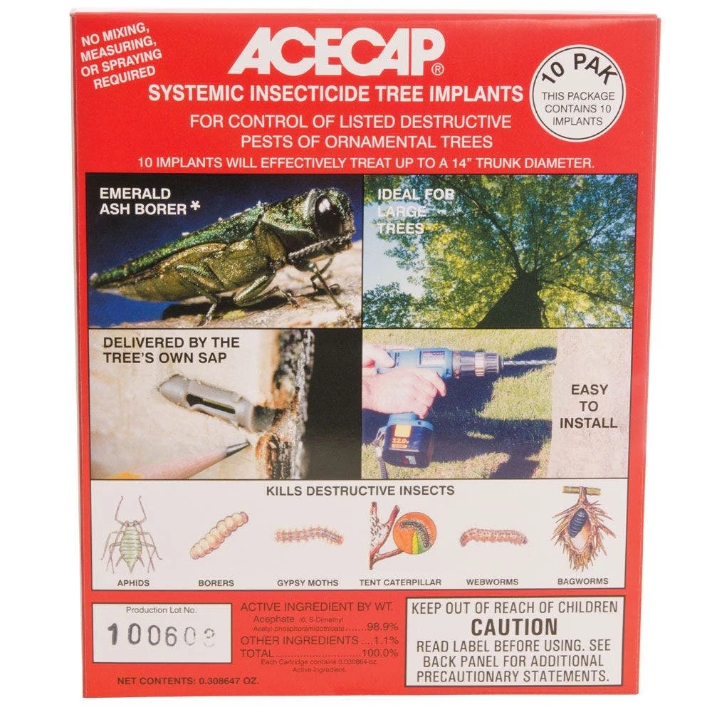 Systemic Insecticide Tree Implants, 3/8in Diameter, Pack Of 10 By AceCap 3 Systemic Insecticide Tree Implants, 3/8in Diameter, Pack Of 10 By AceCap