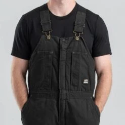 Original Washed Insulated Bib Overalls, Black, Size 3X Large-Tall By Berne -Amleos b377bk 2 9
