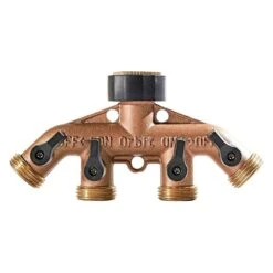 4-Way Brass Water Splitter/Shut Off Valve