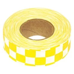 Flagging/Tagging Tape, Yellow/White Checkerboard, 1-3/16in X 300ft, Non-Adhesive, Box Of 12 Rolls -Amleos cb 4yb
