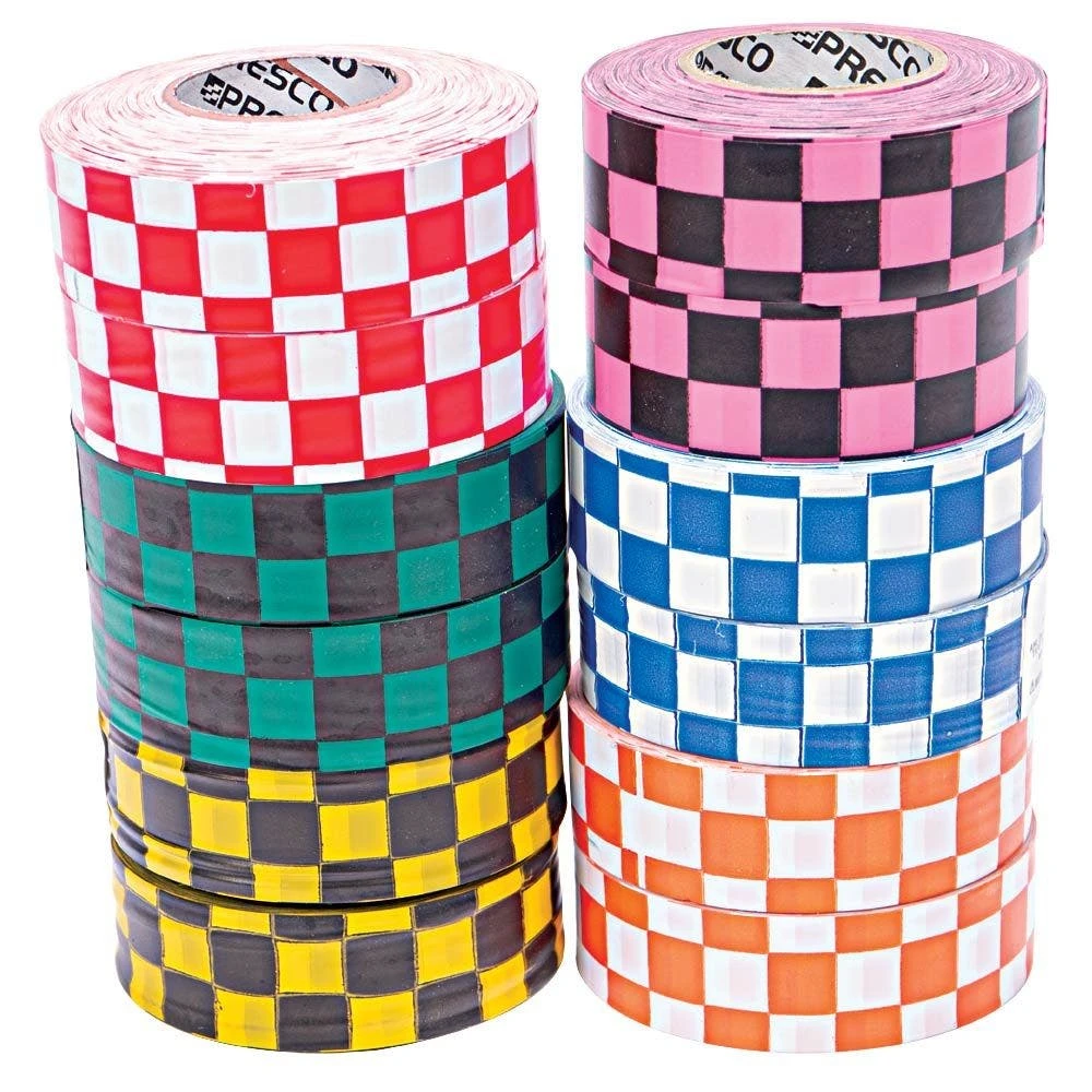 Flagging/Tagging Tape, Mixed Checkerboard Designs/Lengths, 1-3/16in Width, Non-Adhesive, Box Of 12 Rolls 4 Flagging/Tagging Tape, Mixed Checkerboard Designs/Lengths, 1-3/16in Width, Non-Adhesive, Box Of 12 Rolls - Image 2