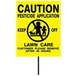 Corrugated Plastic Markers For Pesticide Application, 4in Width X 5in Height Sign With 16in Plastic Staff