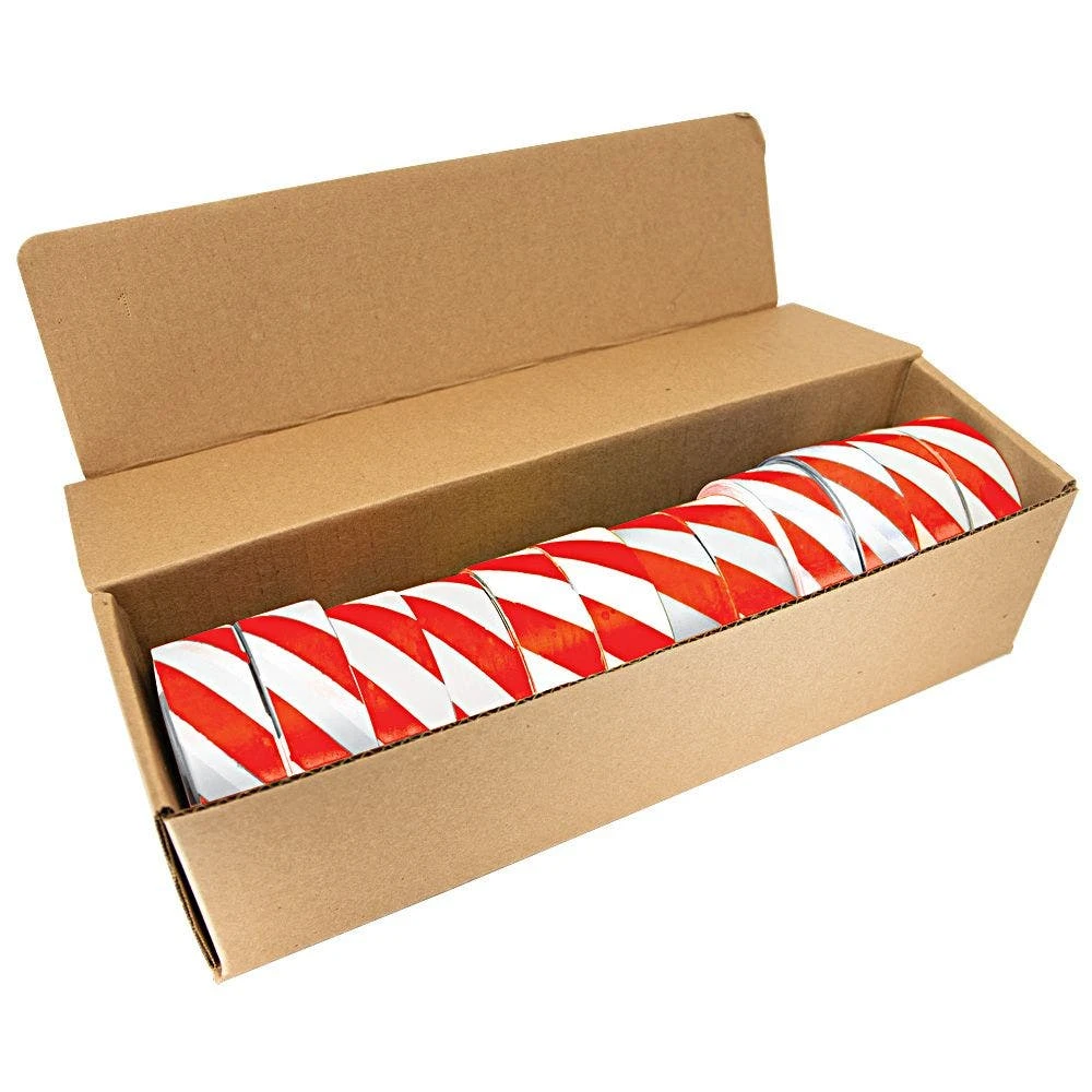 Flagging/Tagging Tape, Red/White Candy Stripe, 1-3/16in X 300ft, Non-Adhesive, Box Of 12 Rolls 3 Flagging/Tagging Tape, Red/White Candy Stripe, 1-3/16in X 300ft, Non-Adhesive, Box Of 12 Rolls