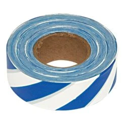 Flagging/Tagging Tape, Blue/White Candy Stripe, 1-3/16in X 300ft, Non-Adhesive, Box Of 12 Rolls -Amleos cs 3bb