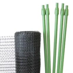Deer Fencing Kit With Netting, Poles, Sod Staples, And Zip Ties
