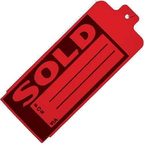 Vinyl Tags With "Sold" Print, Red, Roll Of 1,000 Tags With Attachment Wires 3 Vinyl Tags With "Sold" Print, Red, Roll Of 1,000 Tags With Attachment Wires
