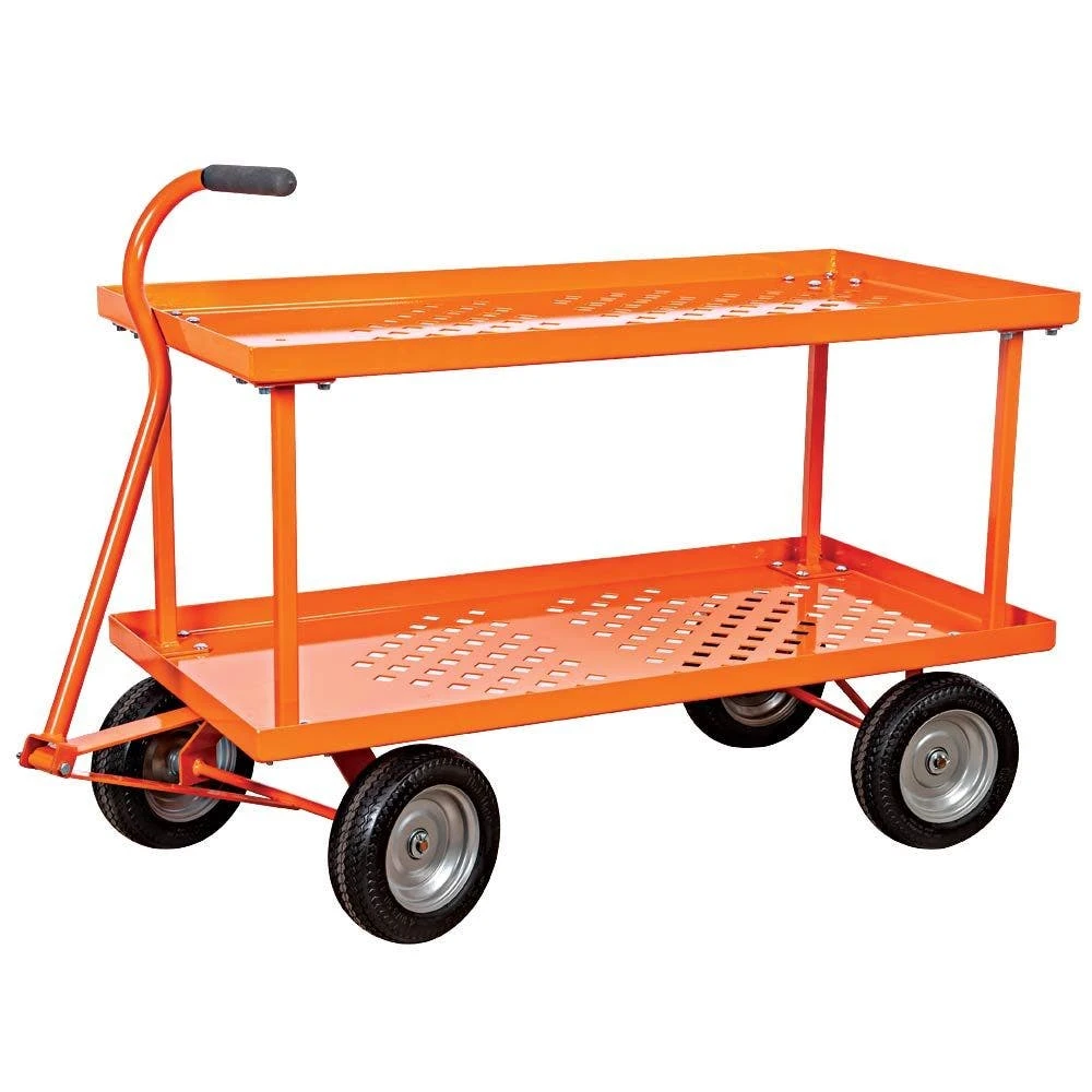Pull-Style Nursery Cart, 2ft X 4ft Deck With 18in Add-On Shelf And Flat-Free Tires By A.M. Leonard 3 Pull-Style Nursery Cart, 2ft X 4ft Deck With 18in Add-On Shelf And Flat-Free Tires By A.M. Leonard