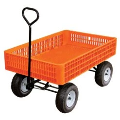 Leonard Orange Utility Wagon, Flat Free Tires, 30in X 46in X 7.5in Tray