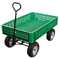 Green Utility Wagon, Flat Free Tires, 30In X 46In X 7.5In Tray By A.M. Leonard