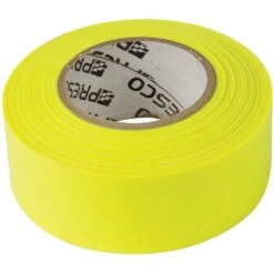 Flagging/Tagging Tape, Glo-Lemon, 1-3/16in X 150ft, Non-Adhesive, Box Of 12 Rolls -Amleos ft 4yb