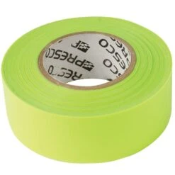 Flagging/Tagging Tape, Fluorescent Glo-Lime, 1-3/16in X 150ft, Non-Adhesive, Box Of 12 Rolls -Amleos ft 9lb