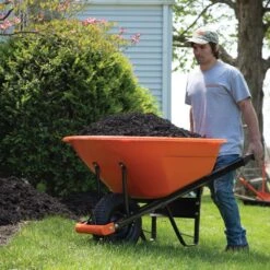 Poly Tray Wheelbarrow, Orange 8 Cu Ft Tray With Flat-Free Tire By A.M. Leonard -Amleos fwb08 4