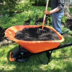 Poly Tray Wheelbarrow, Orange 8 Cu Ft Tray With Flat-Free Tire By A.M. Leonard -Amleos fwb08 5