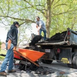 Poly Tray Wheelbarrow, Orange 8 Cu Ft Tray With Flat-Free Tire By A.M. Leonard -Amleos fwb08 8