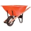Poly Tray Wheelbarrow, Orange 8 Cu Ft Tray With Narrow Diamond-Tread Tire By A.M. Leonard -Amleos fwb08k