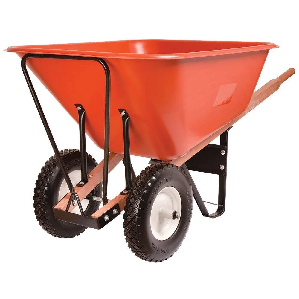 Leonard 2-Wheeled, 10-Cubic-Foot Capacity Poly Tray Wheelbarrows With Narrow, Diamond Tread Tires 3 Leonard 2-Wheeled, 10-Cubic-Foot Capacity Poly Tray Wheelbarrows With Narrow, Diamond Tread Tires