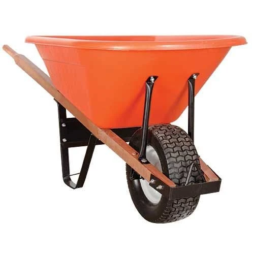 Poly Tray Wheelbarrow, Orange 6 Cu Ft Tray, With Flat-Free Tire By A.M. Leonard 3 Poly Tray Wheelbarrow, Orange 6 Cu Ft Tray, With Flat-Free Tire By A.M. Leonard